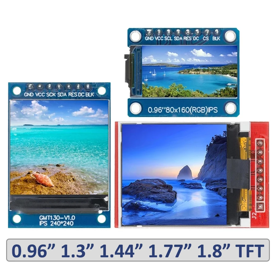 TFT Display 0.96/1.3/1.44/1.77/1.8 inch IPS 7P SPI HD 65K Full Color LCD Module ST7735 Drive IC 80*160 (Not OLED) For Arduino