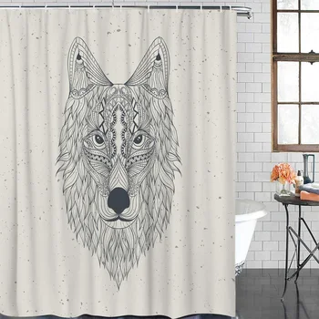 

Art Retro Wolf Totem Modern Home Decor Bathroom Waterproof Shower Curtain