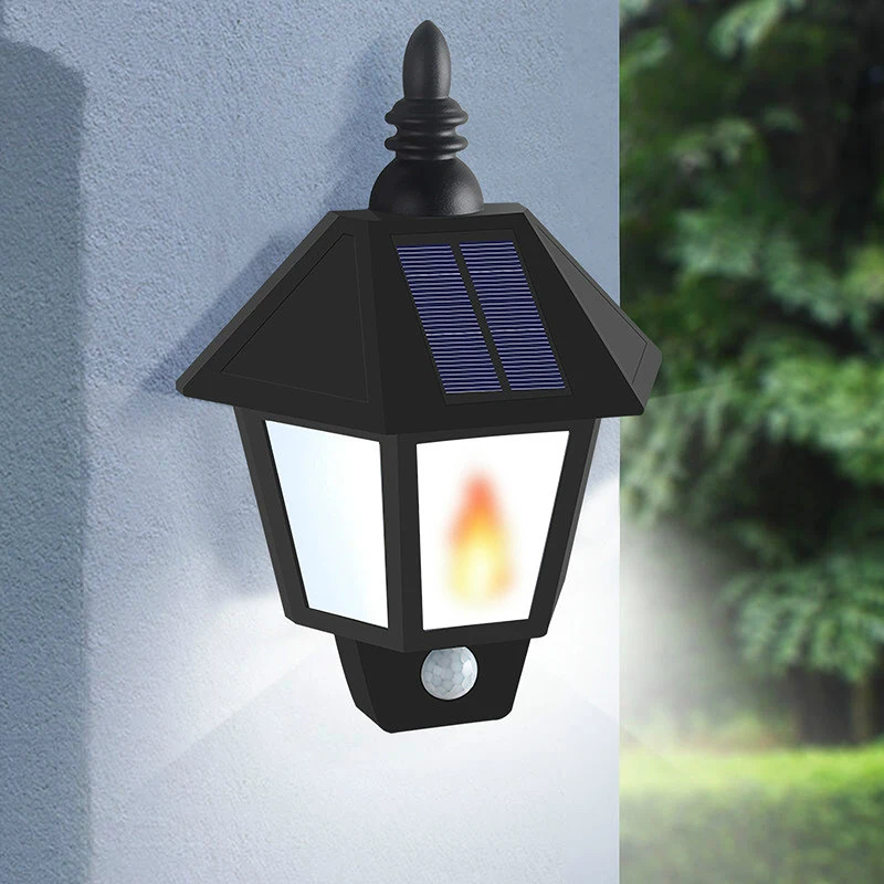 

Outdoor Waterproof New Solar Wall Lamp Solar Body Sensor Light Led Flame Lamp Solar Lights for Garden Decoration Hexagon Retro