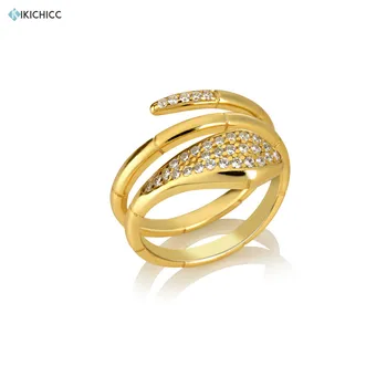 

ANDYWEN 925 Sterling Silver Gold Animal Fine Rings Three Circle Snake 2020 Statement ZIrcon Thick Large Women Rock Punk Jewelry