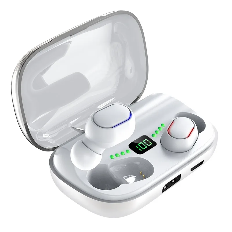 Fashionable new multifunctional bluetooth headset with charging compartment power digital display TWS wireless headset 5 0
