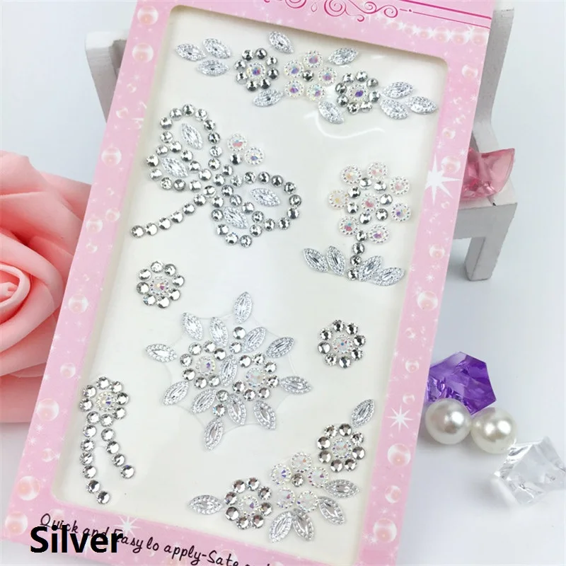 CA472-Silver 1 лист акриловые стрекозы искусственные бриллианты с повторяющимся цветом DIY Ручная работа телефон украшение автомобиля Скрапбукинг Ремесло стикер кристалл аксессуары - Цвет: CA472-Silver