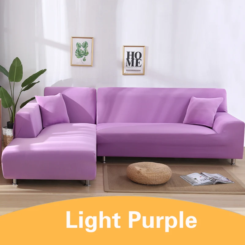 purple 1/2шт эластичные чехлы для диванов для гостиной, чехлы для диванов, Защитные чехлы для мебели, стрейч, L форма, угловой секционный чехол, полотенце - Цвет: purple