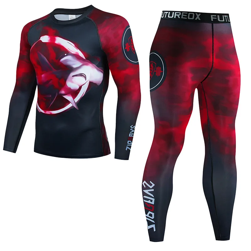 Men's Thermal Underwear For Men Male Thermo Kickboxing Clothes Suits MMA BJJ Tights Set Winter Quick Dry Long Johns Tracksuit 05 2