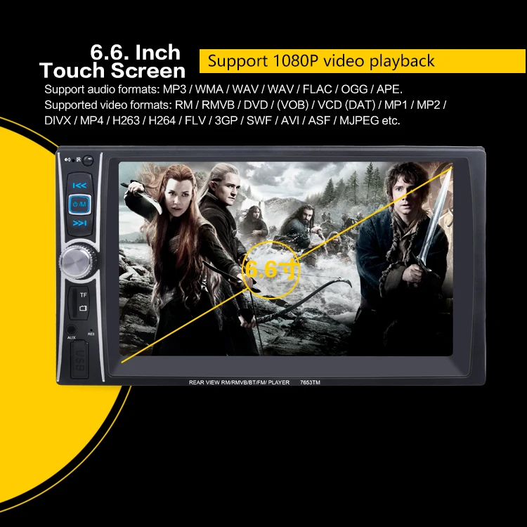 7653 6,6 дюйма Автомобильный Hd Bluetooth Mp5 плеер Мобильный телефон подключение заднего вида+ камера