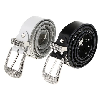 

Ladies Western Rhinestone Bling Cowgirl Leather Belt Studded Rhinestone Belt