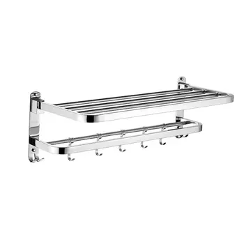 

Stainless Steel Foldable Bathroom Towel Rack Holder Storage Hanger Kitchen Hotel Washcloth Clothes Shelf With Hooks