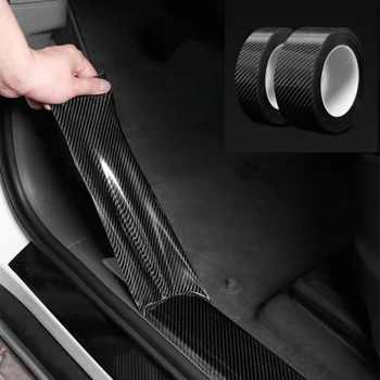 

1 Roll 3/5/7cm Car Universal Tape Body Door Sill Sticker Cover Washable Carbon Fiber Car Door Sill Sticker Black Car Accessory