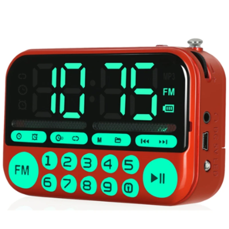 Портативный мини FM радио стерео колонки музыкальный плеер подсветка Кнопка часы
