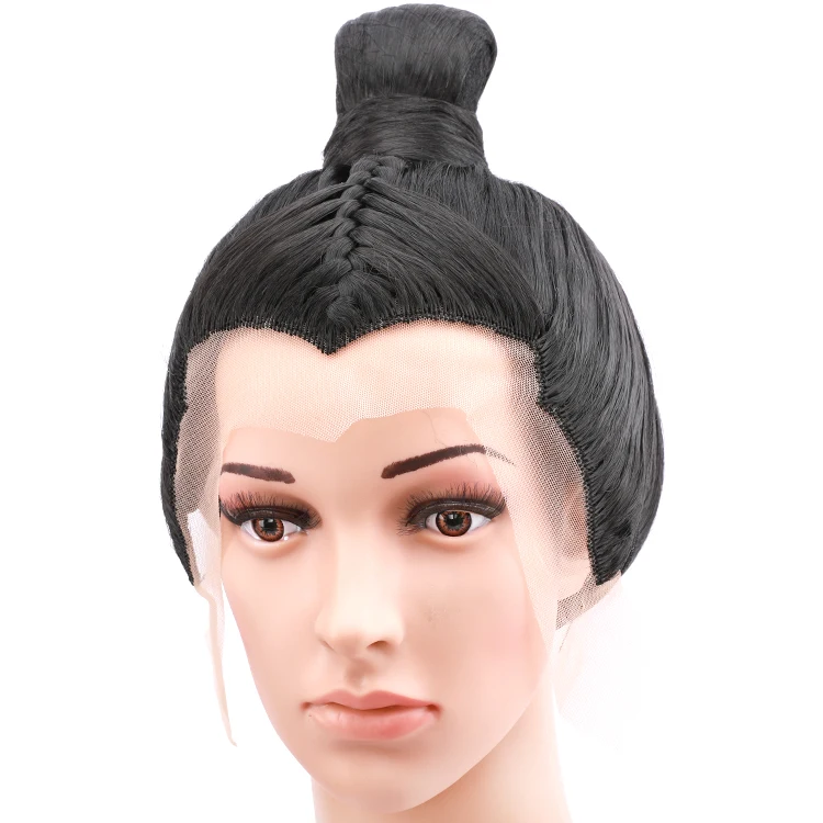 Front Lace Prince Hair Chinese Hanfu Men Cosplay Headdress Halloween Carnival Stage Performance Party Prop