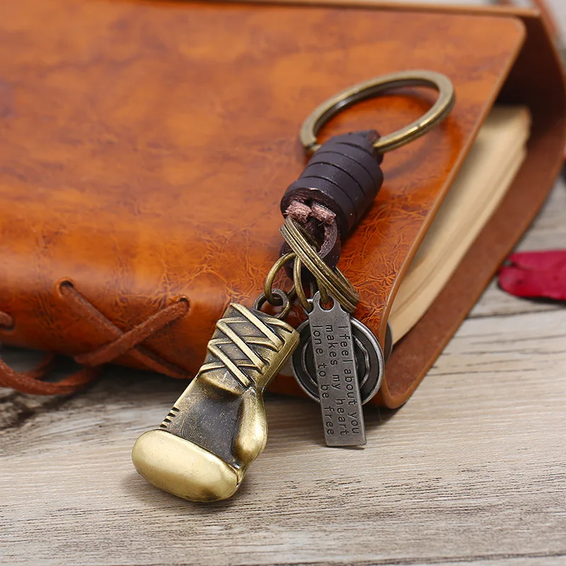 Punk Alloy Car Key Ring Creative Promotional Gifts Cowhide Key Chain Cross-Border Electricity Supplier Hot Sales Accessories