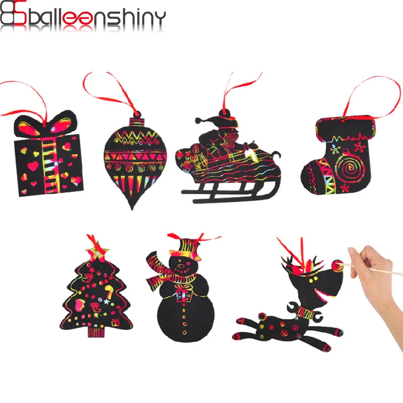 BalleenShiny 7 шт. DIY рождественские царапины картины детская игрушка для разрисовывания волшебное Искусство Детские Рождественские подарки Декор Детские Ранние развивающие игрушки