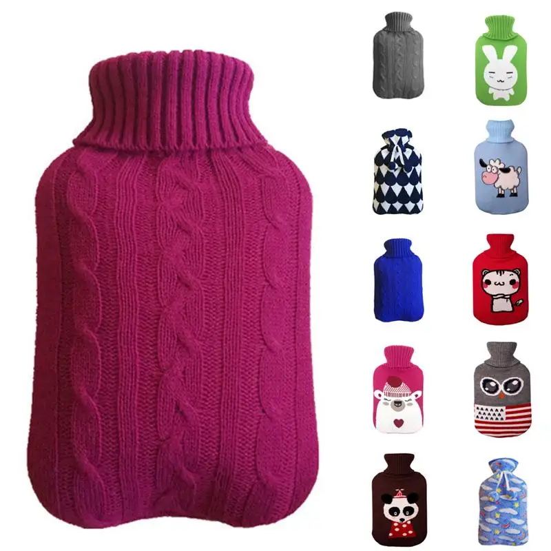 2000ml bolsa de agua caliente con cubierta de punto de suave, de punto lavable desmontable cubierta de la botella de agua caliente de invierno más cálido Anti-hirviendo cubierta