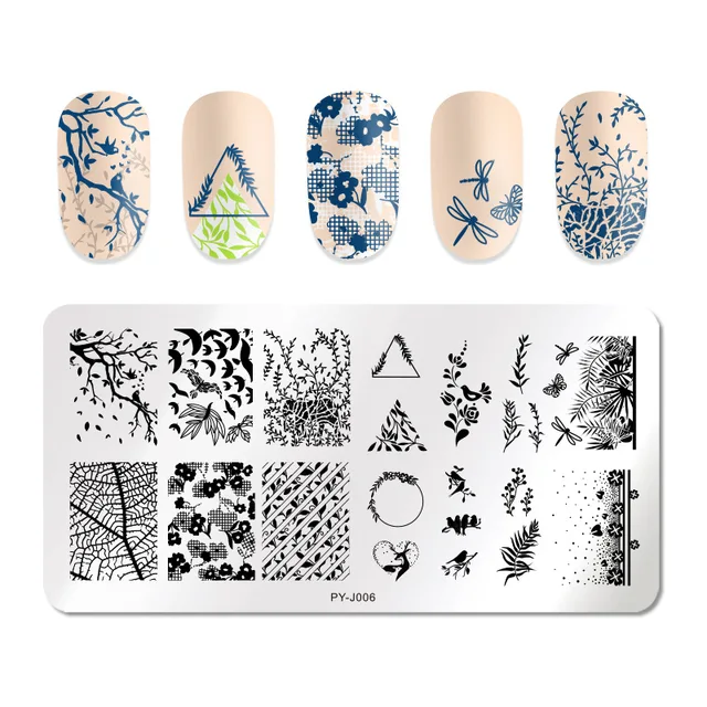 Nail Art Stainless Steel Printing Plate Blue Film Steel Plate Geometric Flower Series Painted Printing Transfer Template Nails PY-J006