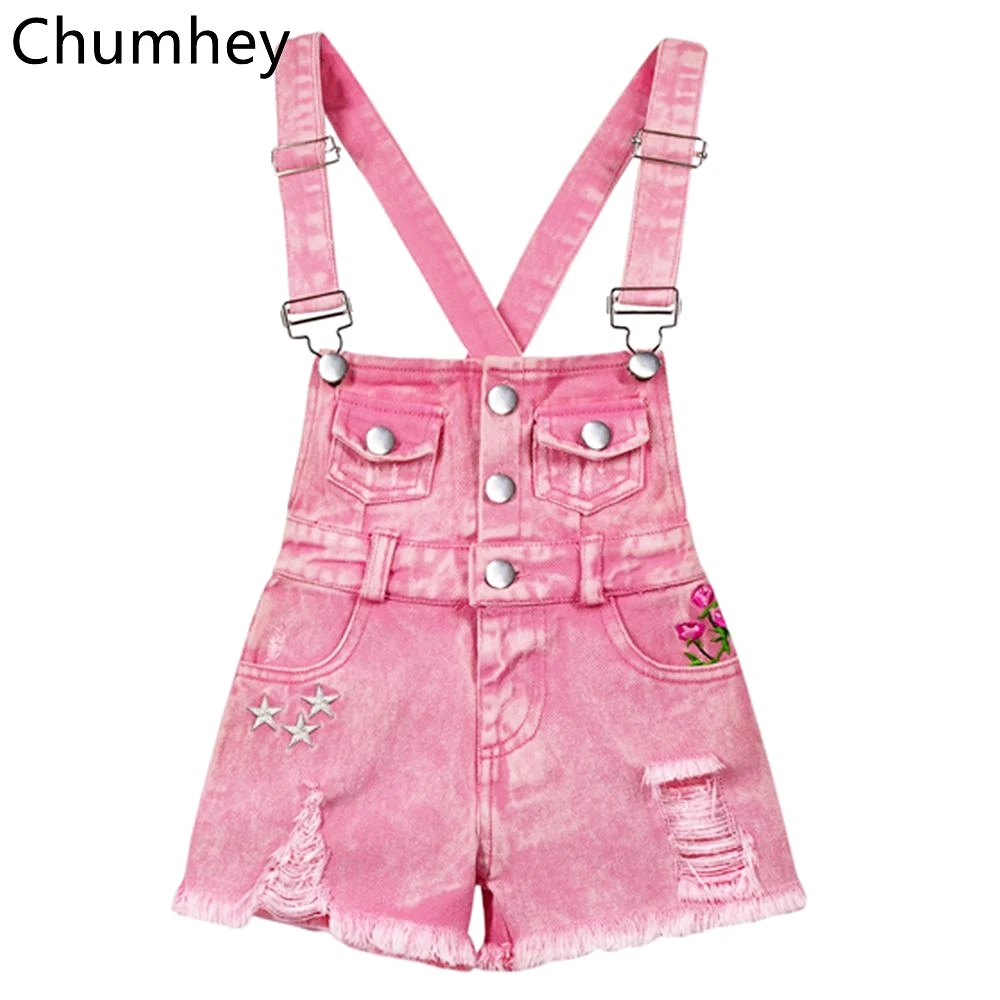 Детский джинсовый комбинезон Chumhey летние розовые джинсовые шорты с подтяжками