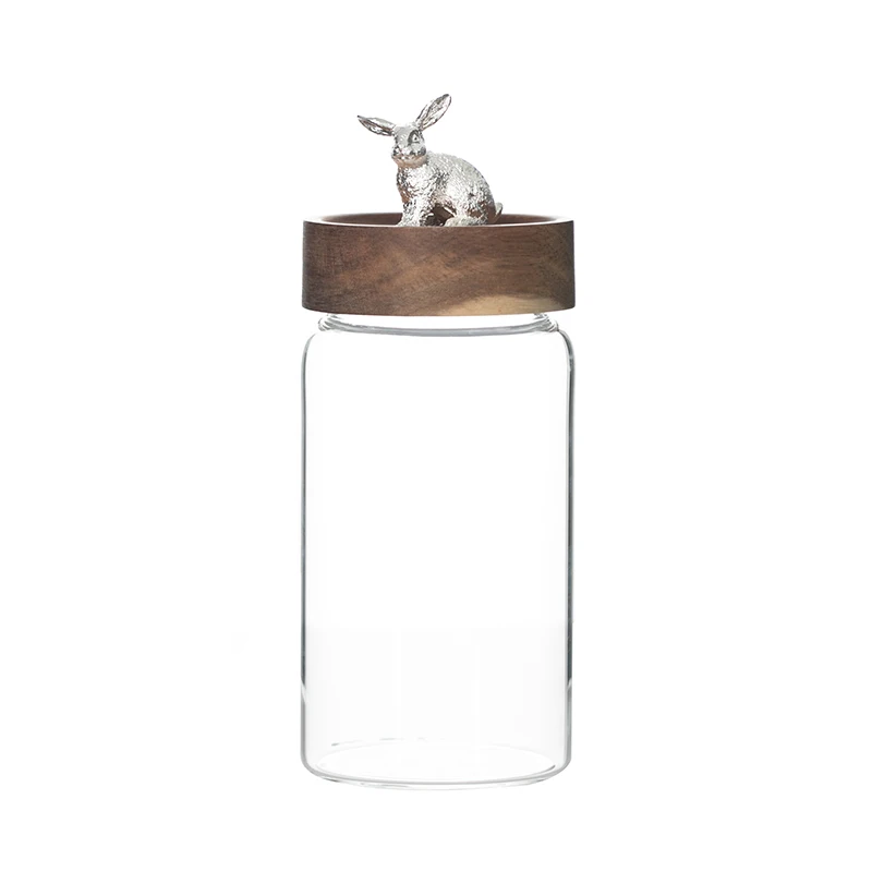 Food storage glass jars lead-free kitchen storage bottles with lid sealed cans large capacity candy glass jar tea box WF1111025 - Цвет: B Medium