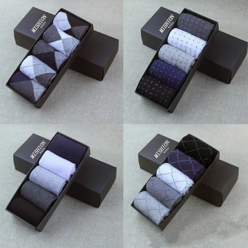 5 Pairs High Quality Business Cotton Men Socks Solid Color Casual Elastic For Spring Autumn Male Breathable Sock | Мужская одежда
