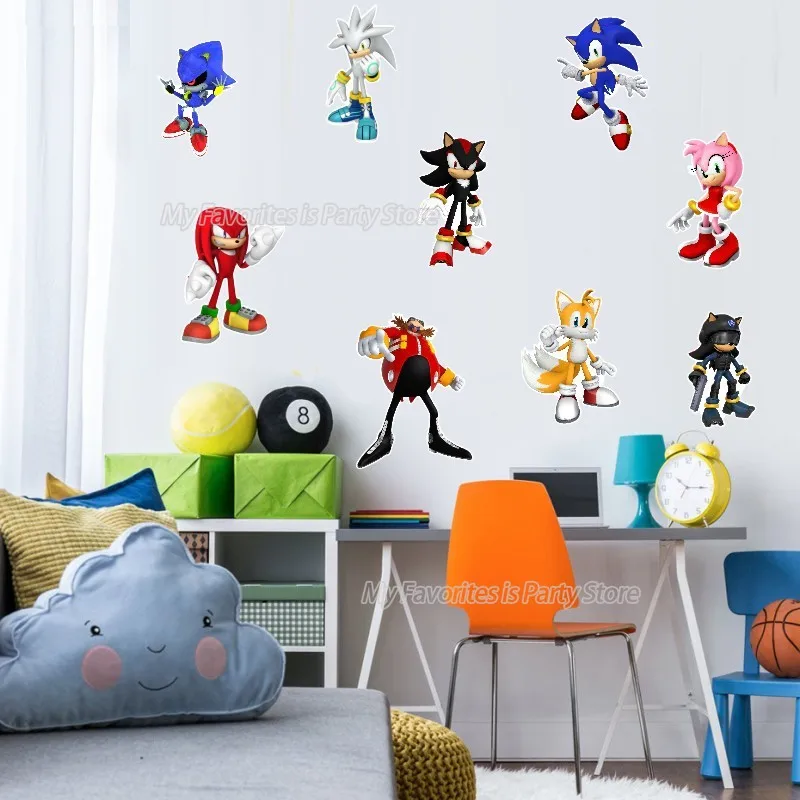 Pegatinas de PVC de dibujos animados para pared, calcomanía del juego de erizo, arte para niños, dormitorio, puerta, dormitorio, bricolaje