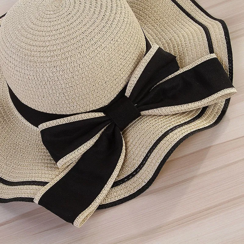 Женская модная большая соломенная шляпа Bowknot Floppy Складная сворачивающаяся УФ-защита пляжная шляпа от солнца пляжная кепка