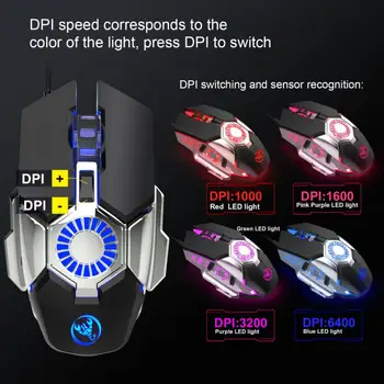 

Programmable HXSJ J700 6keys Macro Gaming Mouse Colorful Breathing Light Gaming Mouse with Adjustable DPI For PC Notebook Laptop