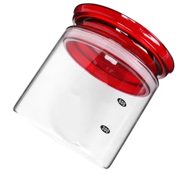 

1Pc 900ML Glass Food Storage Tank Grain Sealed Can Kitchen Cereal Food Storage Container for Kitchen Home (White, Watermelon Red