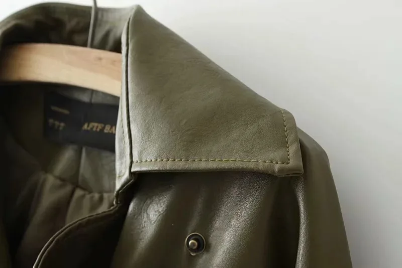 AliExpress, осень и зима, отложной воротник, пуговицы, талия, облегающие, на шнуровке, из искусственной кожи, Женская облегающая, универсальная