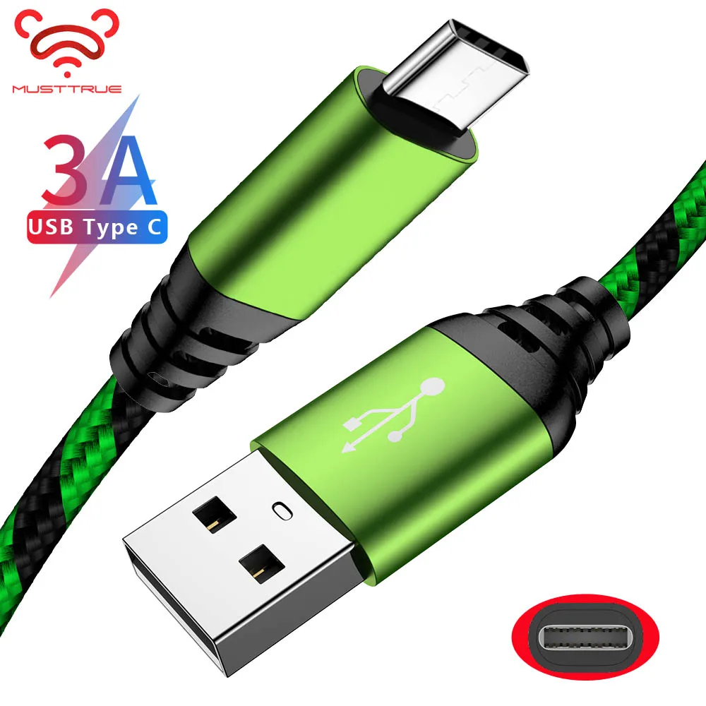 MUSTTRUE 3.0A C type кабель для зарядки телефона samsung usb type-c one plus 7 NLL 10 USB плетеный провод |
