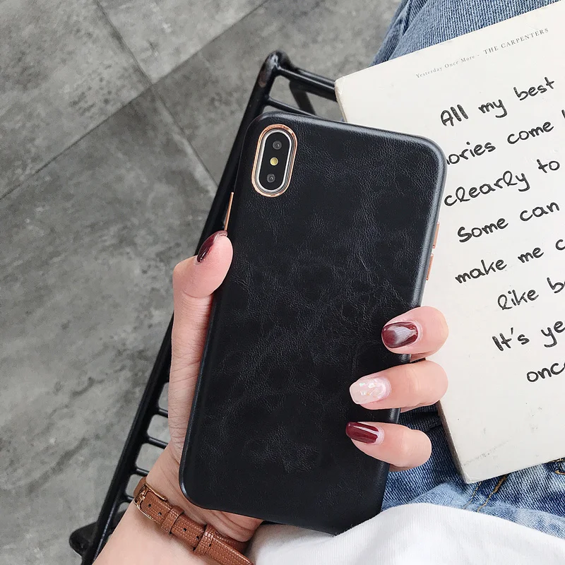 Кожаный чехол для iPhone 11, Роскошный чехол для мобильного телефона, защитный противоударный чехол-бампер для iPhone X, XR, XS, Max, Coque Funda - Цвет: Черный