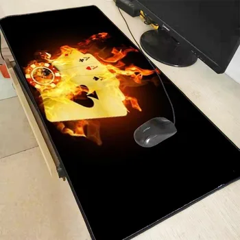 

XGZ Cool Poker with Fire Large Gaming Mouse Pad Gamer Locking Edge Keyboard Mouse Mat Desk Mousepad for CS GO LOL Dota Game XXL