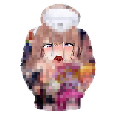 Толстовки с капюшоном Ahegao 3D, толстовки с капюшоном в стиле аниме для мужчин и женщин, уличная толстовка с изображением застенчивого лица для девочек, Harajuku, негабаритные толстовки, куртки на молнии