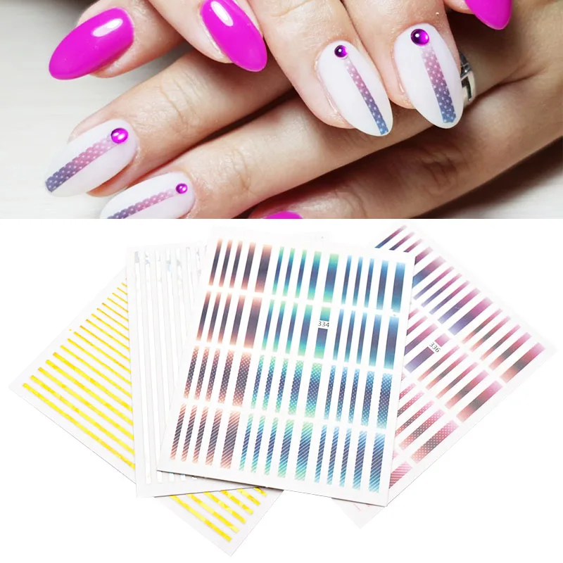 

1 Sheet Gradient Colored Stripes 3D Lines Nail Art Sticker Decal Sticker Nails Accessories For Nail Art Decorations ZJT4044