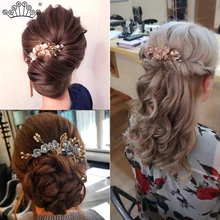 Свадебные расчески для волос с жемчугом и цветком, аксессуары для волос с золотыми листьями, украшения для волос, заколки для невесты, подружки невесты, украшения для волос