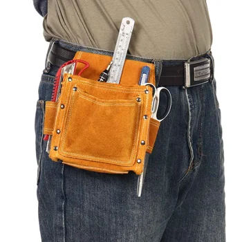 

Cowhide Waist Bag Wearable Electric Welding Woodworking Hardware Screwdriver Tool Case Belt Pouch Multifunctional Storage Bags