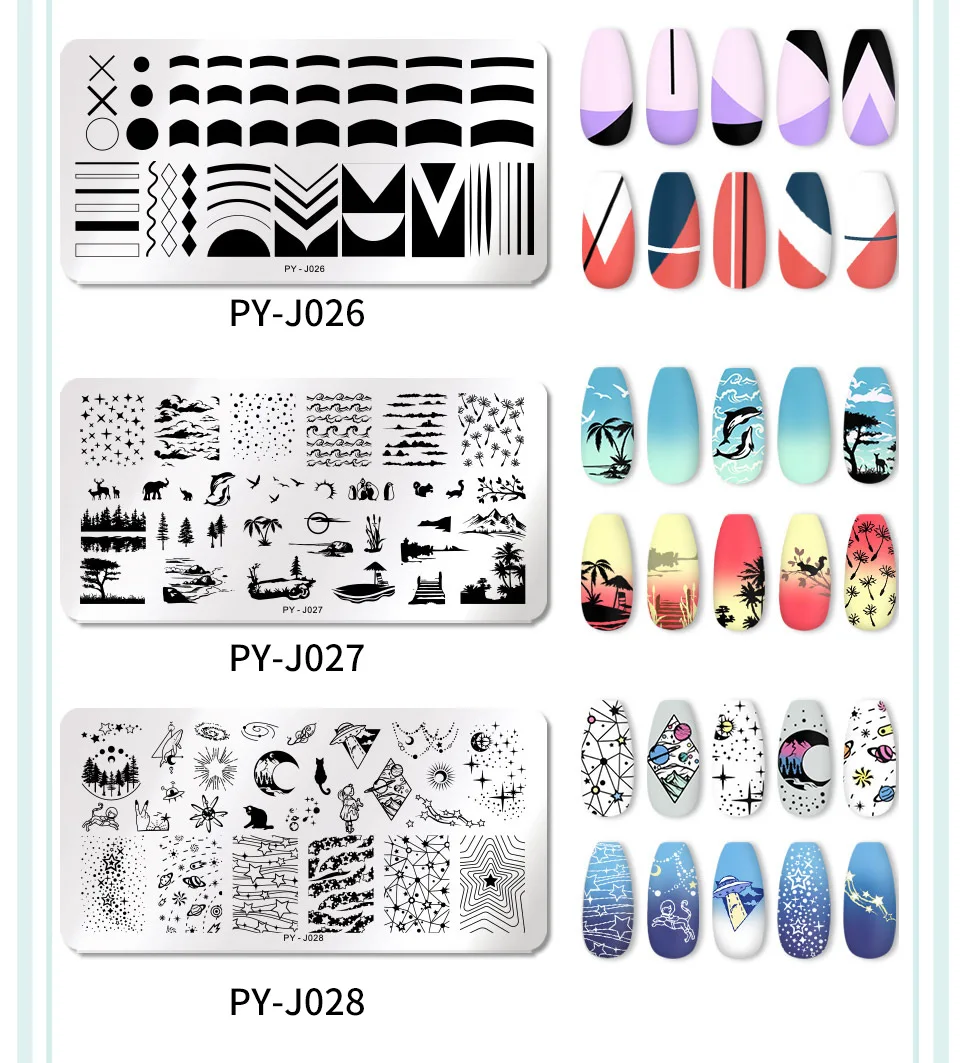 Nail Art Stainless Steel Printing Plate Blue Film Steel Plate Geometric Flower Series Painted Printing Transfer Template Nails Nail Art Stainless Steel Printing Plate Blue Film Steel Plate Geometric Flower Series Painted Printing Transfer Template Nails