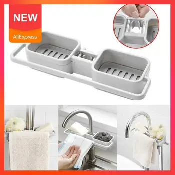 

Storage Organizer for Kitchen Sink Faucet Sponge Soap Cloth Drain Rack Holder Shelf No Drills Required