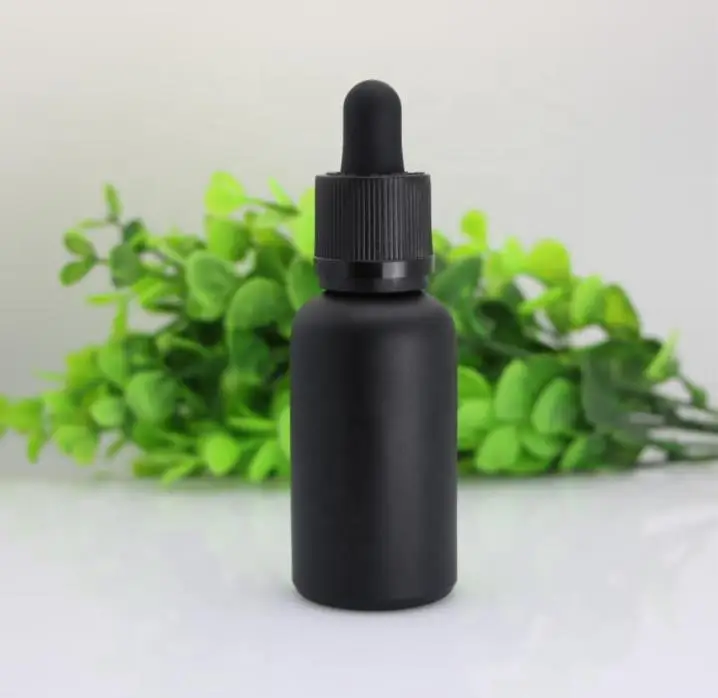 

Wholesale 30ml frosted black eye dropper bottle for essential oils serum glass bottles with Child Proof Tamper Evident Cap SN630