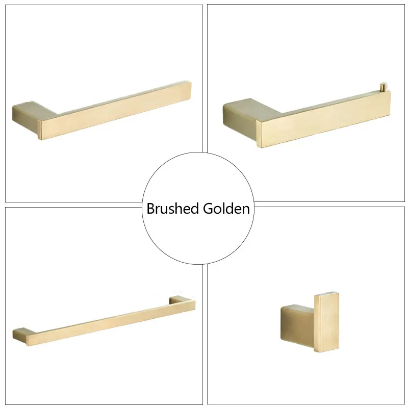 brushed gold 304 нержавеющая сталь аксессуары для ванной комнаты Набор Черный Матовый держатель для бумаги держатель для зубной щетки полотенце бар аксессуары для ванной комнаты - Цвет: brushed gold