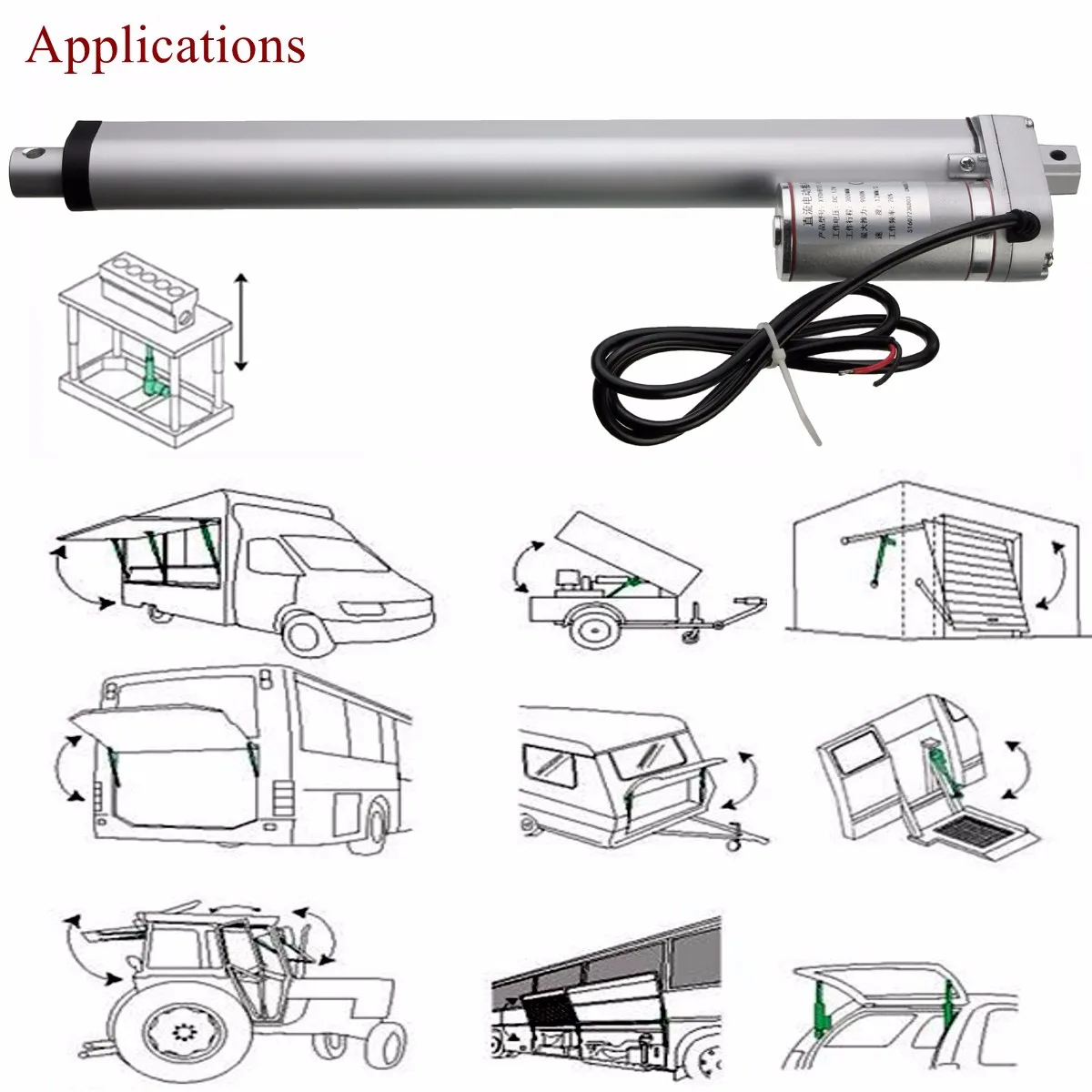 DC 12 V Многофункциональный 12 вольт DC сверхмощный линейный привод мотор 900N ход 400 мм электрический кронштейн