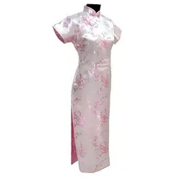 Розовое китайское традиционное платье сексуальное женское атласное длинный Ципао цветок плюс размер S M L XL XXL XXXL 4XL 5XL 6XL LG03