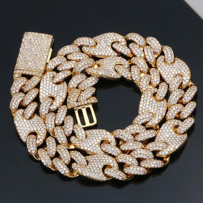 Iced Out кубинский набитый хрусталем ожерелье браслет набор рок стиль Роскошные мужские хип хоп ювелирные изделия Высокое качество с подарочной коробкой Прямая - Окраска металла: Necklace