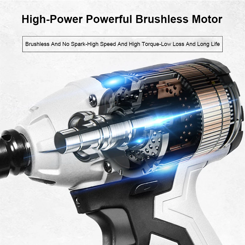 US $95.91 Electric Impact Wrench 30000mAh Lithium Battery Cordless Speed Brushless 380NM Max Torque 3800 rpm Speed Electric Wrench