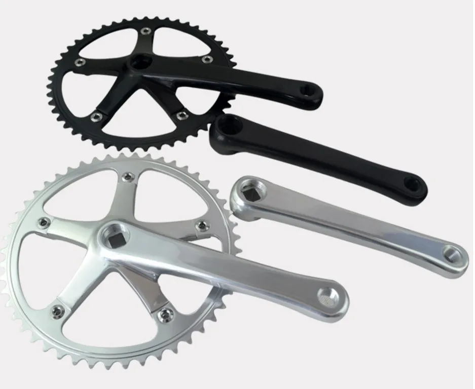 

1 set Fixed Gear Crankset 7075 Single Speed Track Bike 144BCD 49T 170mm vintage cranks CNC Black Silver