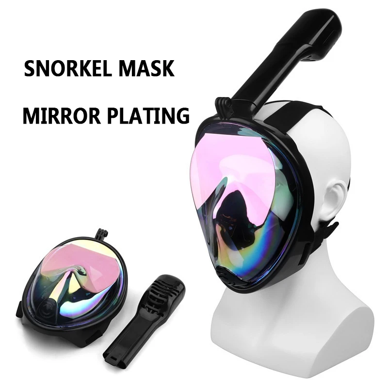 

2019 electroplating anti-fall all dry anti-fog adult diving mask snorkeling mask large angle of view GO Pro