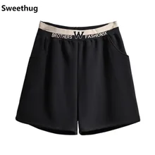 New 2021 Ladies Spring Autumn Winter Plus Size Shorts For Women Large Casual Loose Black Wide Leg Shorts 3XL 4XL 5XL 6XL