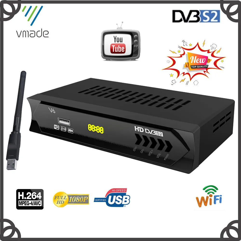 Vmade Бразилия Южная Америка цифровой спутниковый приемник HD ТВ тюнер DVB S2