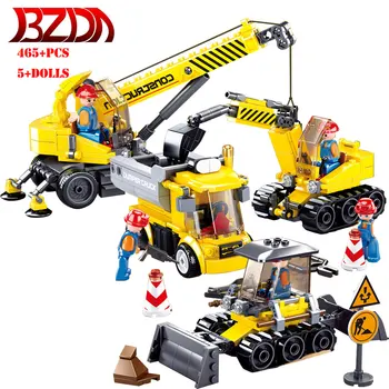 

BZDA Technic Engineering Bulldozer Crane Truck Forklift Excavator Creator Expert Building Blocks MOC Toys For Christmas Gifts