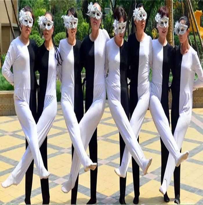 Черно-белые Оптические иллюзии ноги сиамские танцевальные костюмы для взрослых детей русская одежда для выступлений персональное бальное платье