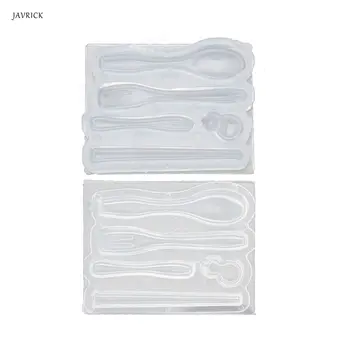 

JAVRICK 1 Set Mini Chopsticks Spoons Forks Resin Silicone Mold Epoxy Resin Jewelry Tools