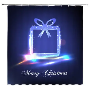 

Merry Christmas Shower Curtain Fantasy Pretty Gift Dreamy Creative Design Tapestry Bathroom Curtains Polyester Fabric Include