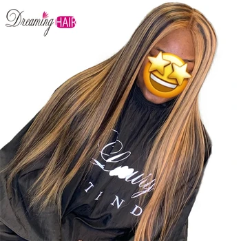 

Blonde Highlight Lace Front Wig Human Hair Straight 13X4 13X6 Deep Part Ombre Lace Frontal Wig for Women 150% Density PrePlucked